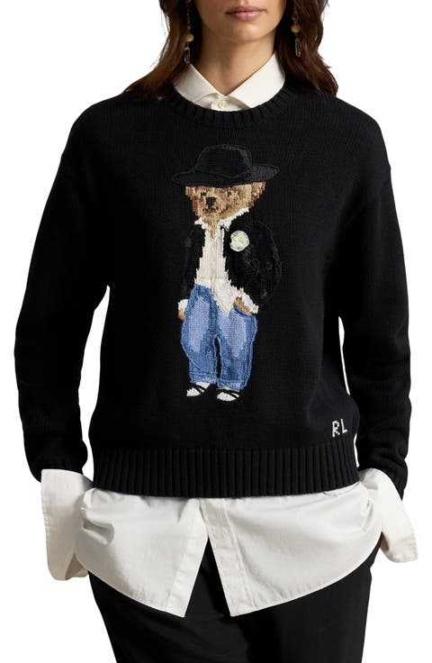 Polo Bear Cotton Crewneck Sweater