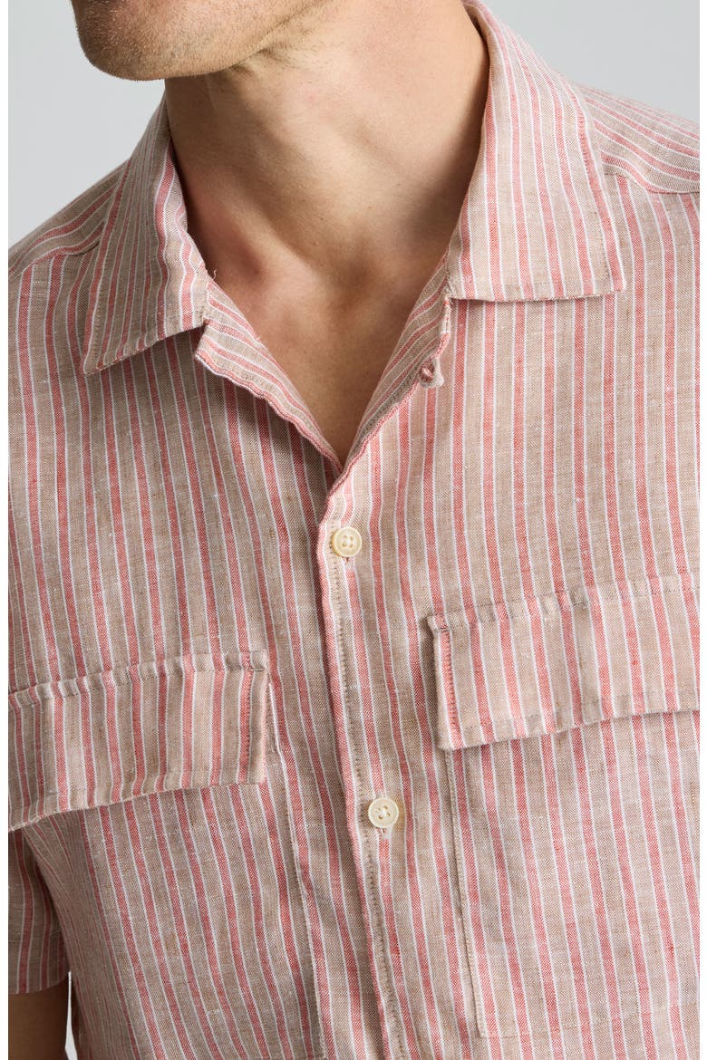 Wrinkle Resistant Linen Camp Shirt, Alternate, color, TAN