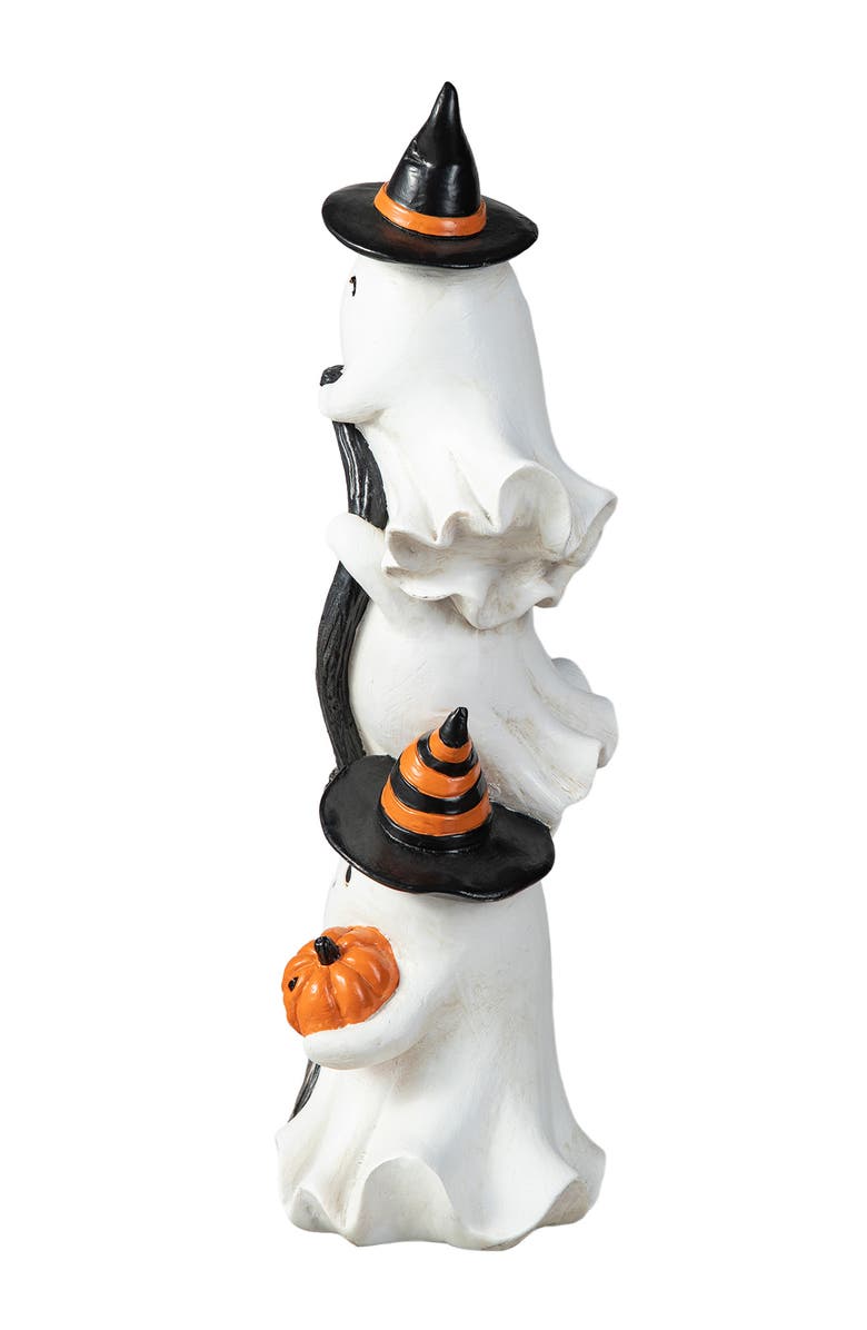 Glitzhome Halloween Polyresin Stacked Ghost Table Decor, Alternate, color, White