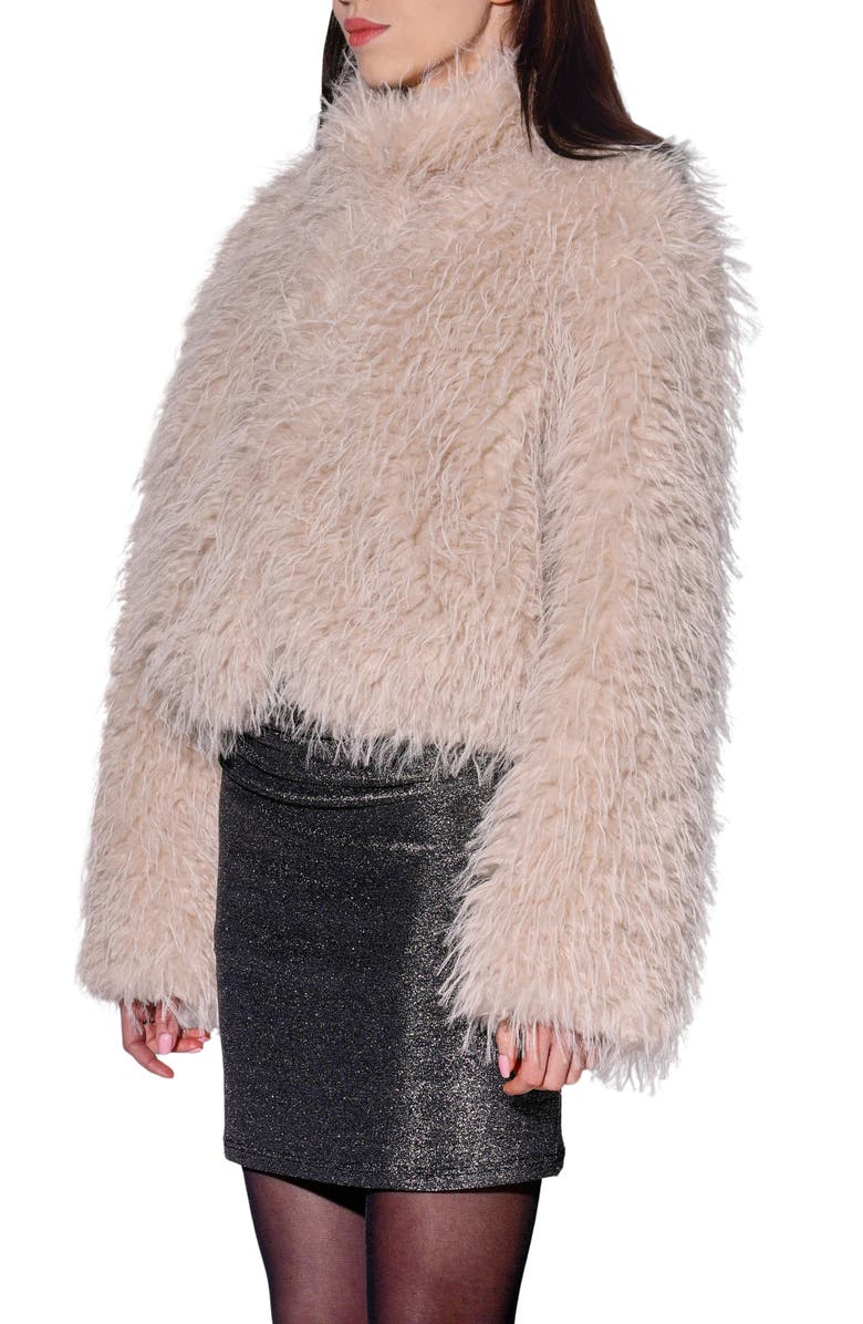 Walter Baker Fiona Faux Fur Jacket, Alternate, color, Beige