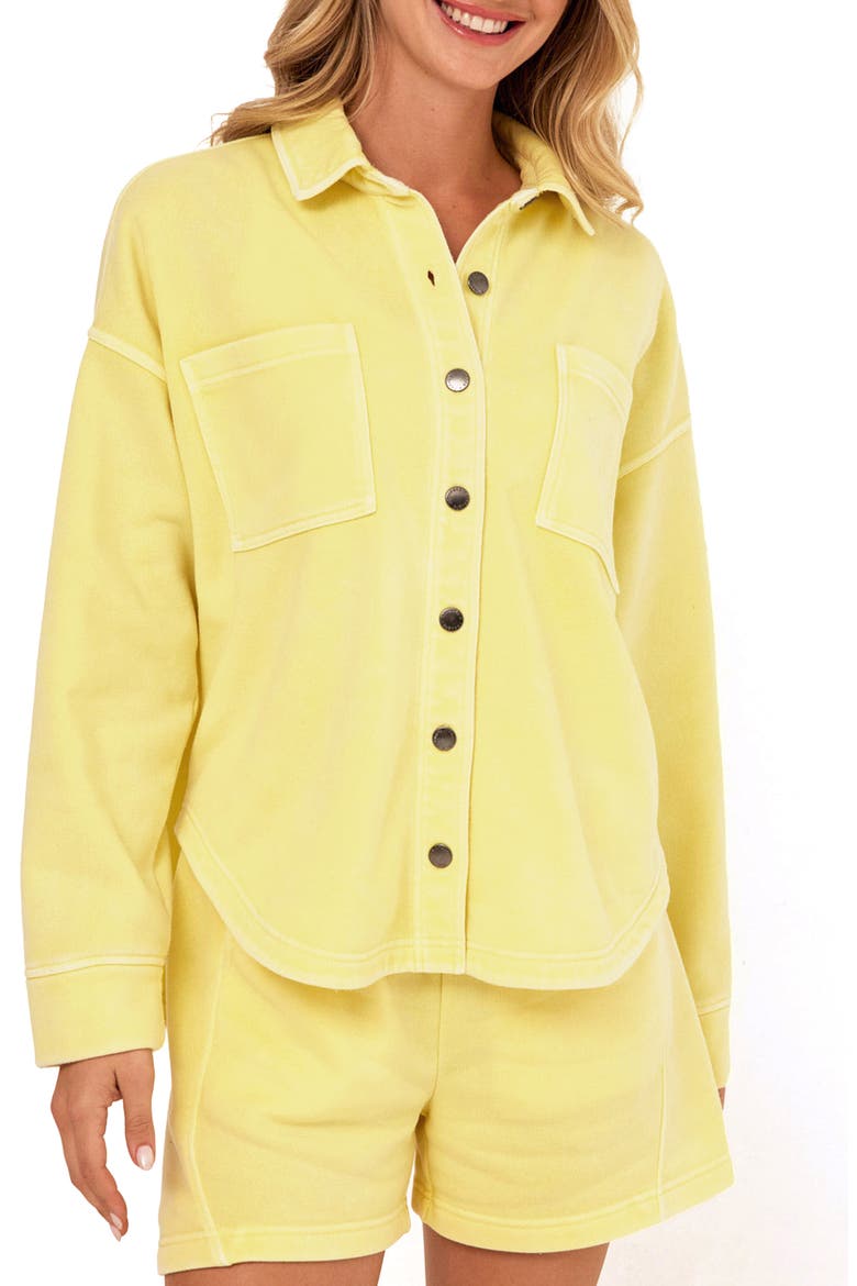 Blaire Mineral Wash Fleece Shirt Jacket, Main, color, LEMONADE