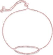 Sterling Forever Oval Cubic Zirconia Slider Bracelet