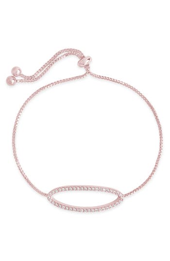 Sterling Forever Oval Cubic Zirconia Slider Bracelet In Metallic