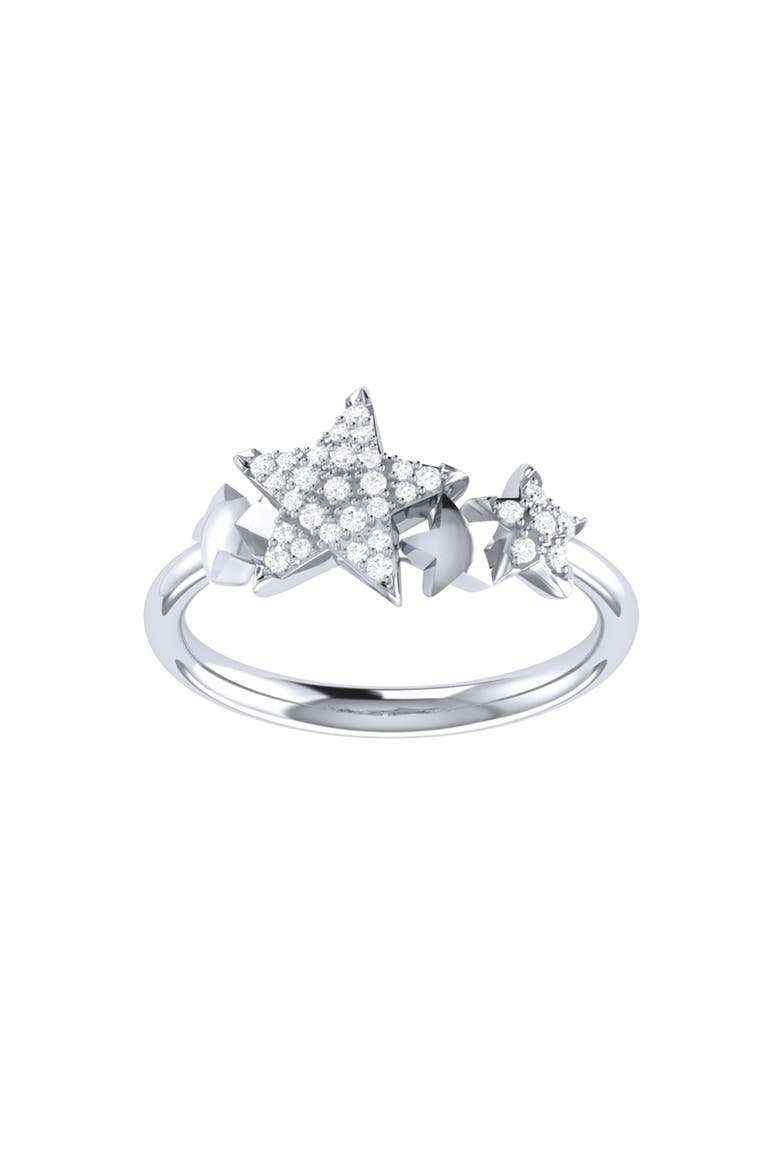 Dazzling Star Cluster Sterling Silver Diamond Ring, Main, color, Silver