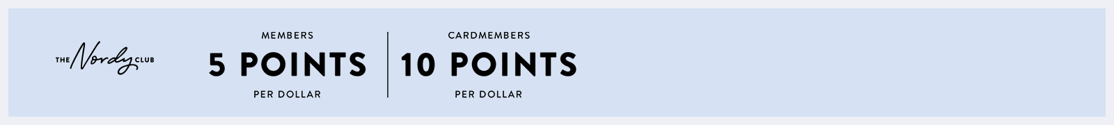 Members earn 5 points per dollar; cardmembers earn 10 points per dollar.