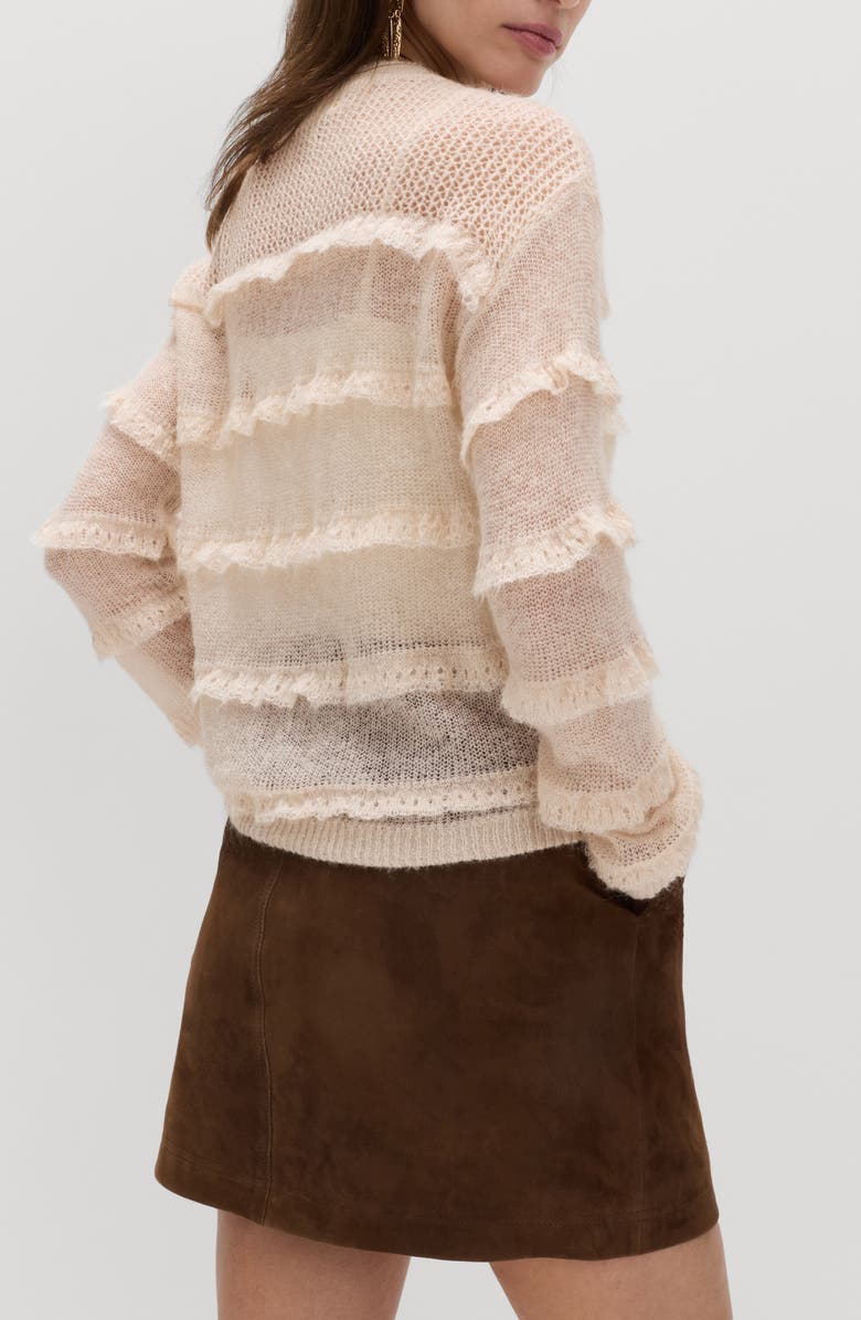 PER UNA BY M&S Sheer Ruffle Jumper, Alternate, color, Oyster Pink