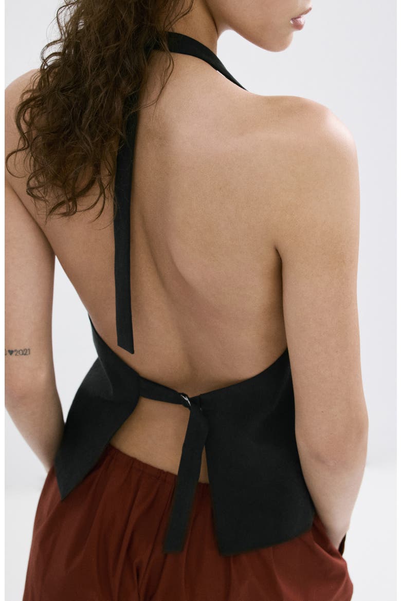 Halter Crop Vest, Alternate, color, BLACK