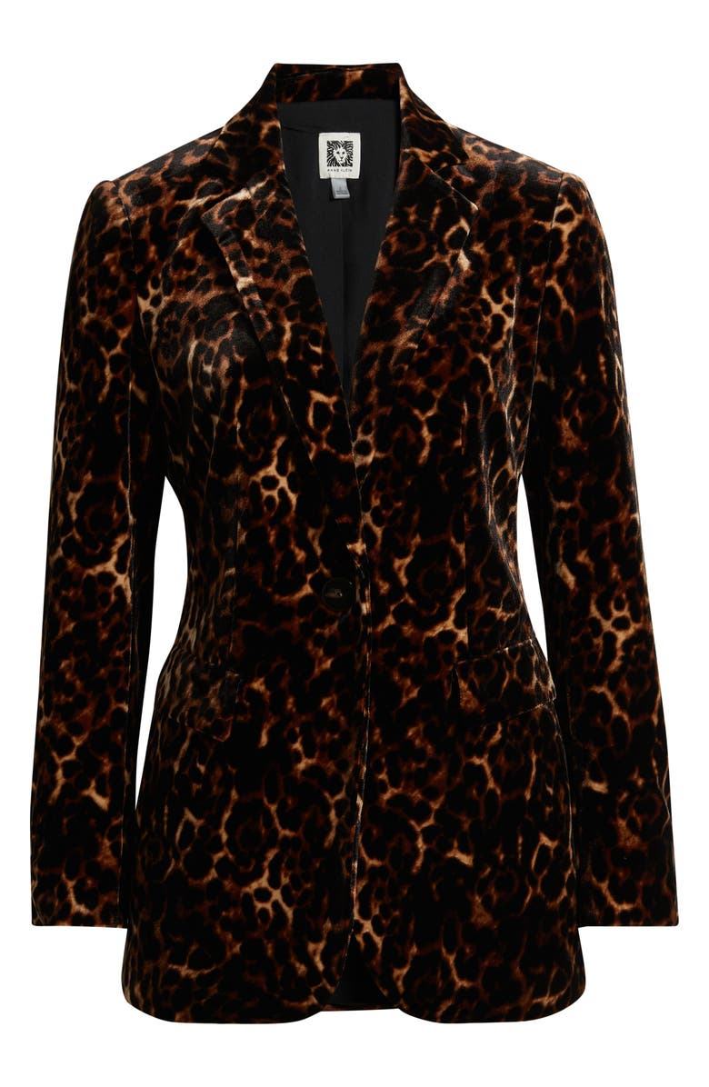 Anne Klein Print One-Button Blazer, Alternate, color, Anne Black/ Brown Multi