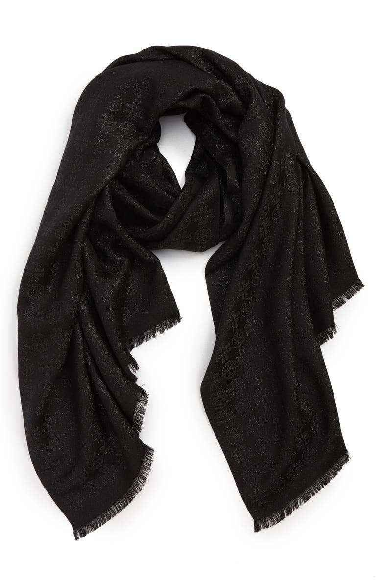 Tory Burch Traveler Jacquard Oblong Scarf, Alternate, color, 