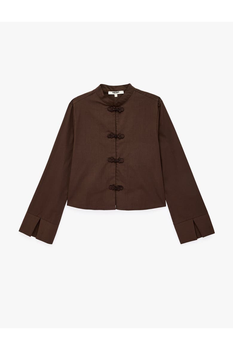 Mandarin Collar Shirt With Napoleon Closure, Alternate, color, BROWN