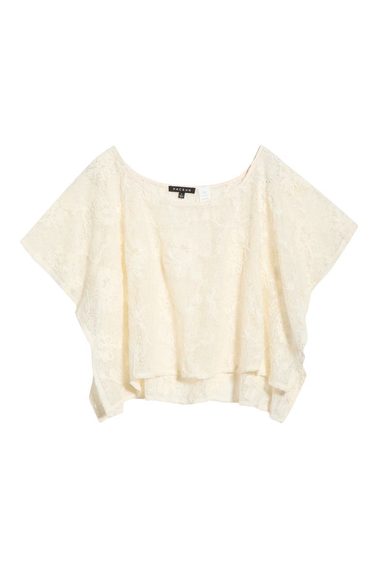 India Floral Openwork Poncho, Alternate, color, IVORY