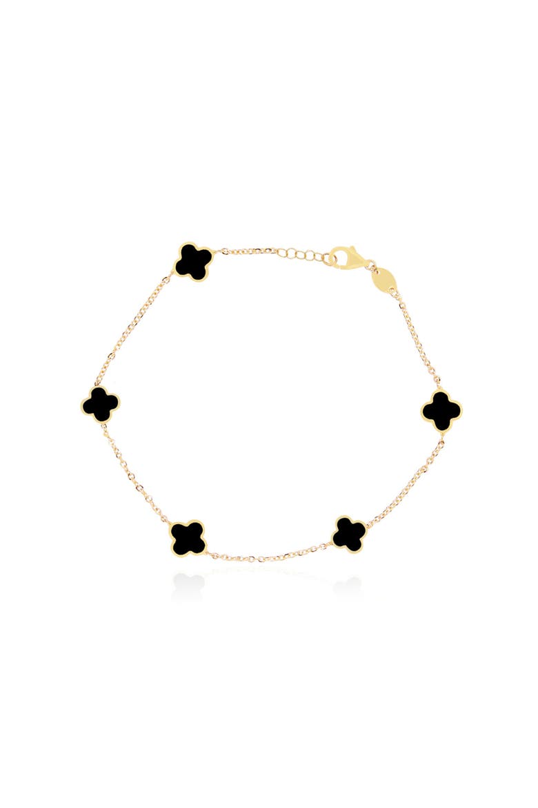 Mini Onyx Clover Bracelet, Main, color, Yellow Gold