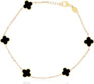 The Lovery Fine Jewelry Mini Onyx Clover Bracelet