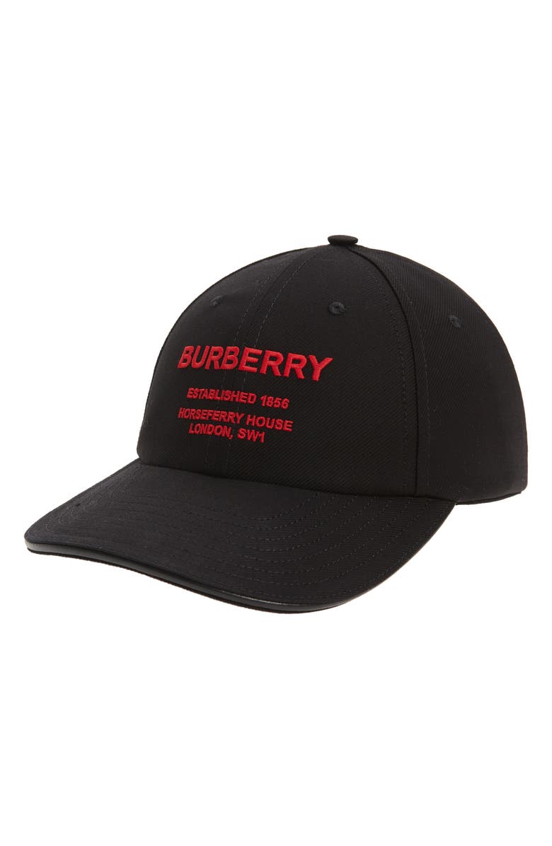 Burberry Horseferry Logo Embroidered Baseball Cap, Main, color, 