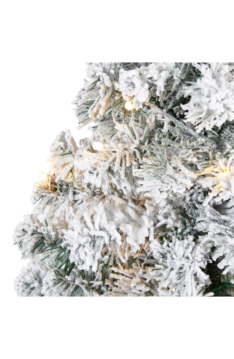 NEARLY NATURAL 3-ft Flocked Rock Springs Spruce Artificial Christmas Tree with 50 Clear LED Lights, Alternate, color, Green