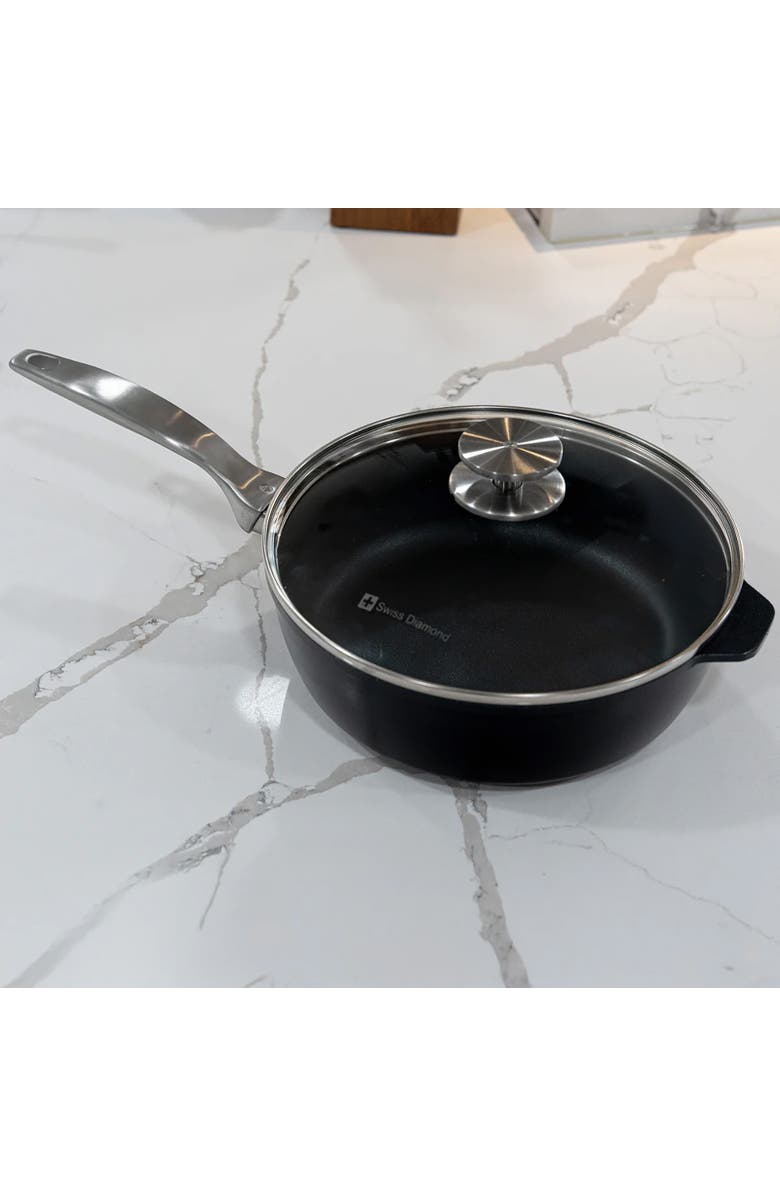 Swiss Diamond CHD Nonstick Saute Pan with Glass Lid, 3.2 qt, Alternate, color, Black