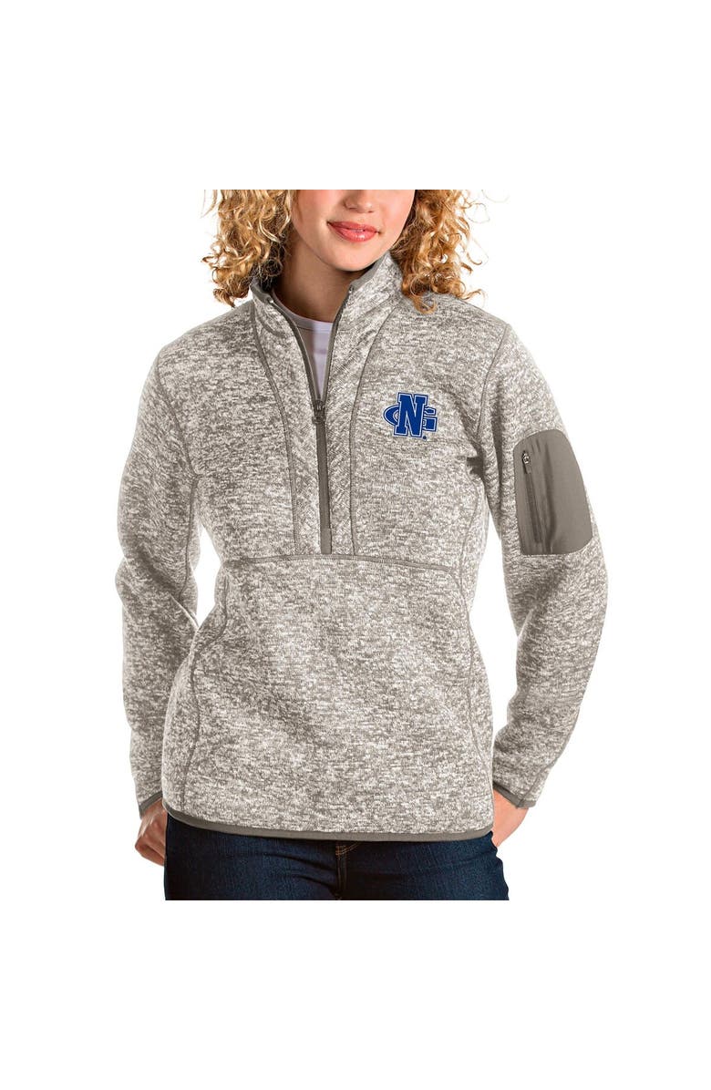 ANTIGUA Women's Antigua Oatmeal North Georgia Nighthawks Fortune Quarter-Zip Pullover Jacket, Main, color, 
