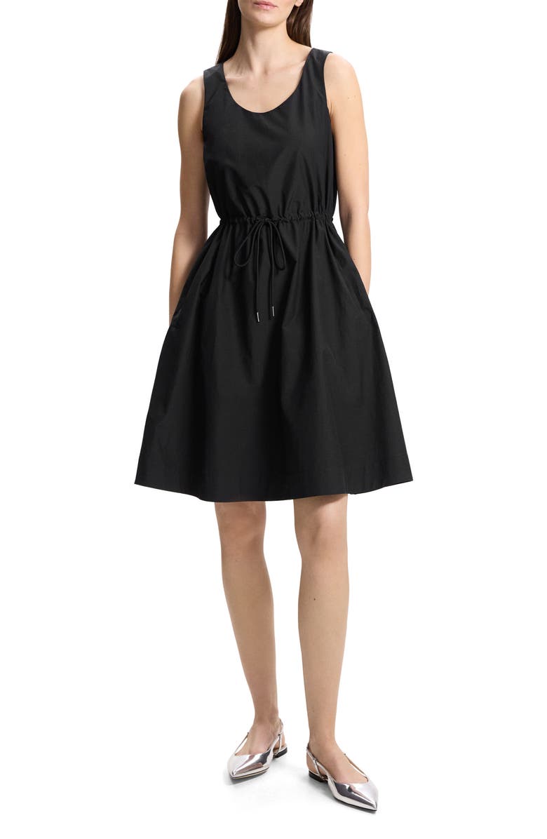 Theory Tie Waist Sleeveless Poplin Dress, Main, color,