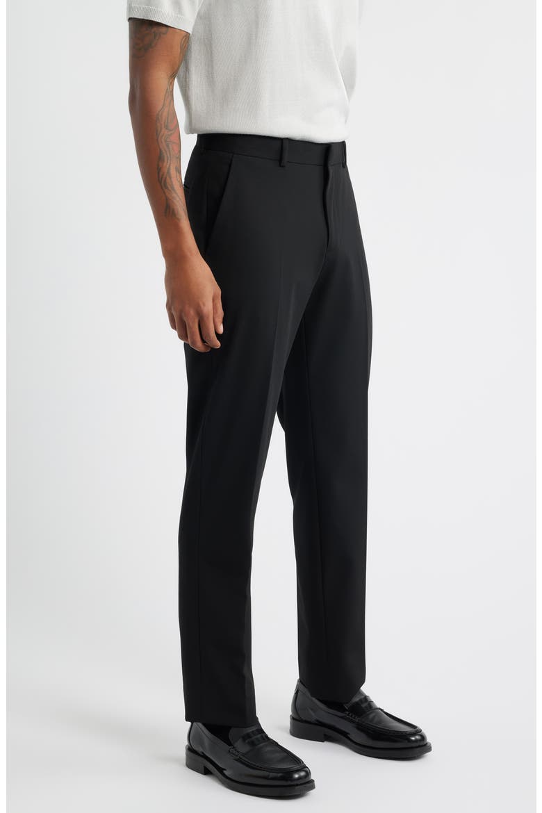 Slim Fit Solid Flat Front Stretch Suit Pants, Alternate, color, BLACK