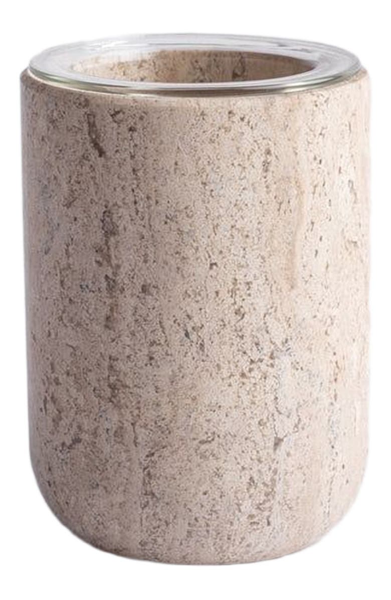 AndJacob Decor Less Is More Toothbrush Holder, Main, color, Travertine Marble