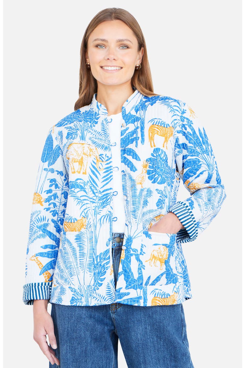 Jungle Reversible Cotton Quilted Jacket, Alternate, color, Blue