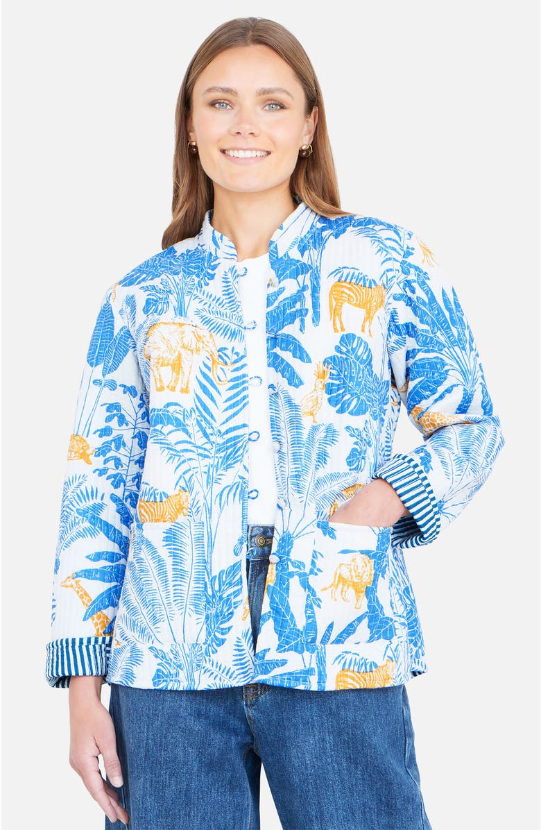 Yumi Jungle Reversible Cotton Quilted Jacket, Alternate, color, Blue