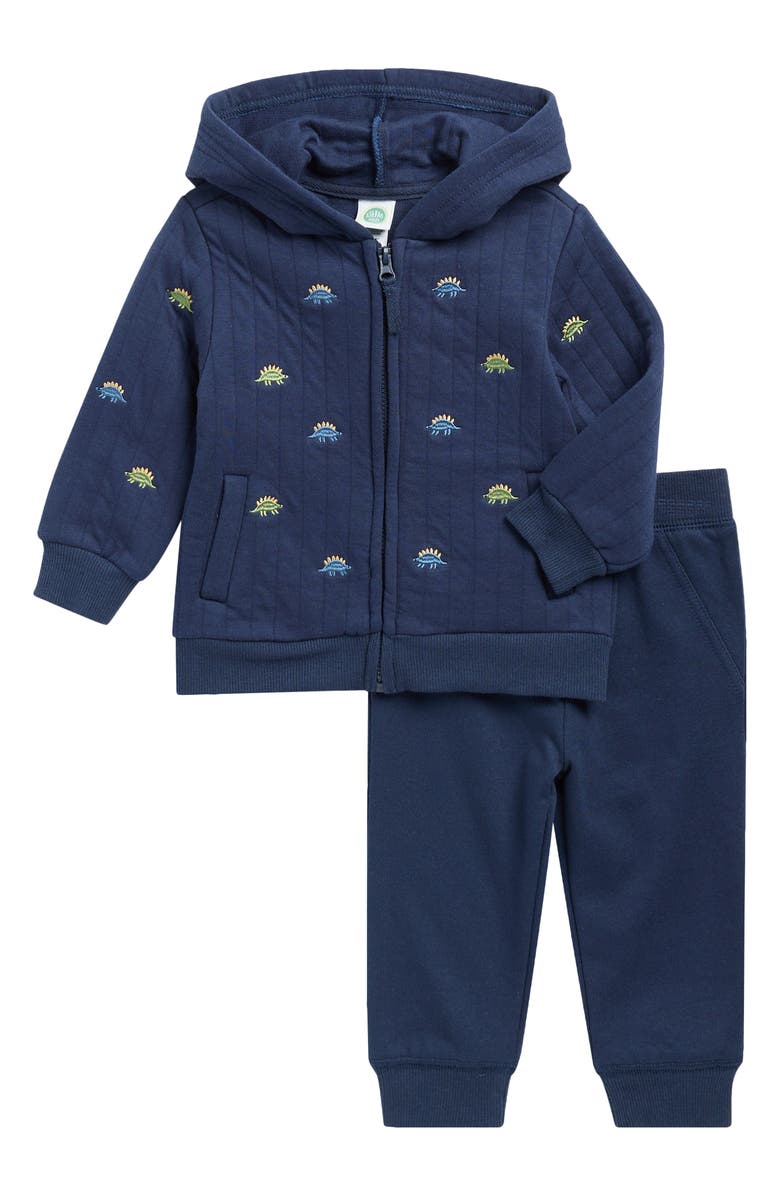 Little Me Dino Full Zip Hoodie & Joggers Set, Main, color, Blue