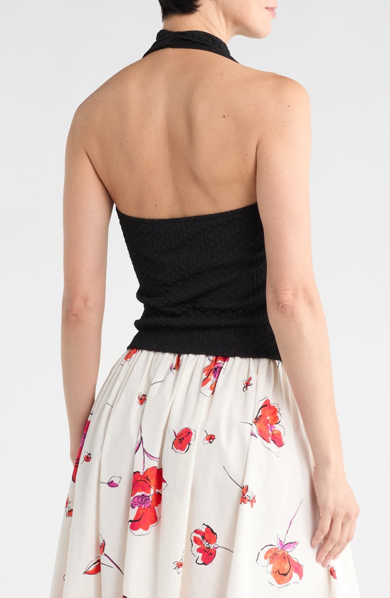 Renee C Texture Knit Halter Top, Alternate, color, Black