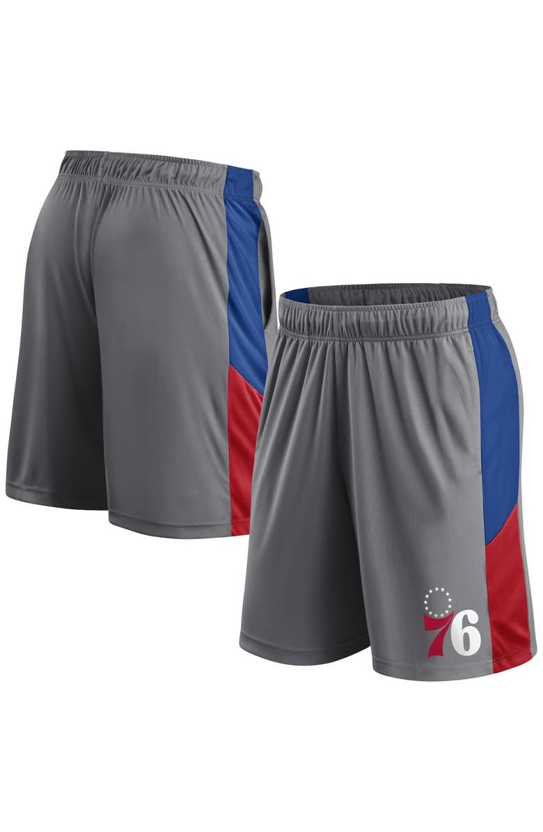 FANATICS Men's Fanatics  Gray Philadelphia 76ers Practice Performance Shorts, Alternate, color, 
