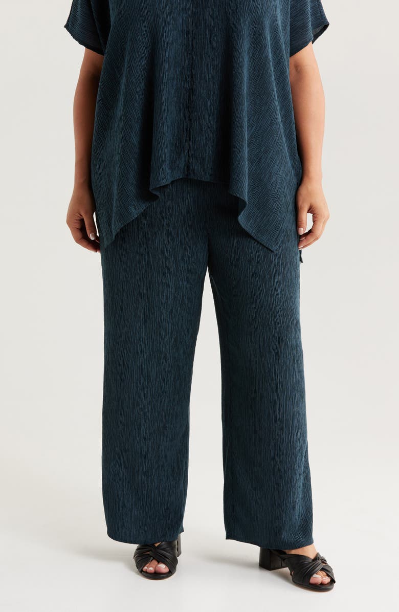 Eileen Fisher Wide Leg Crinkle Pants, Main, color, 