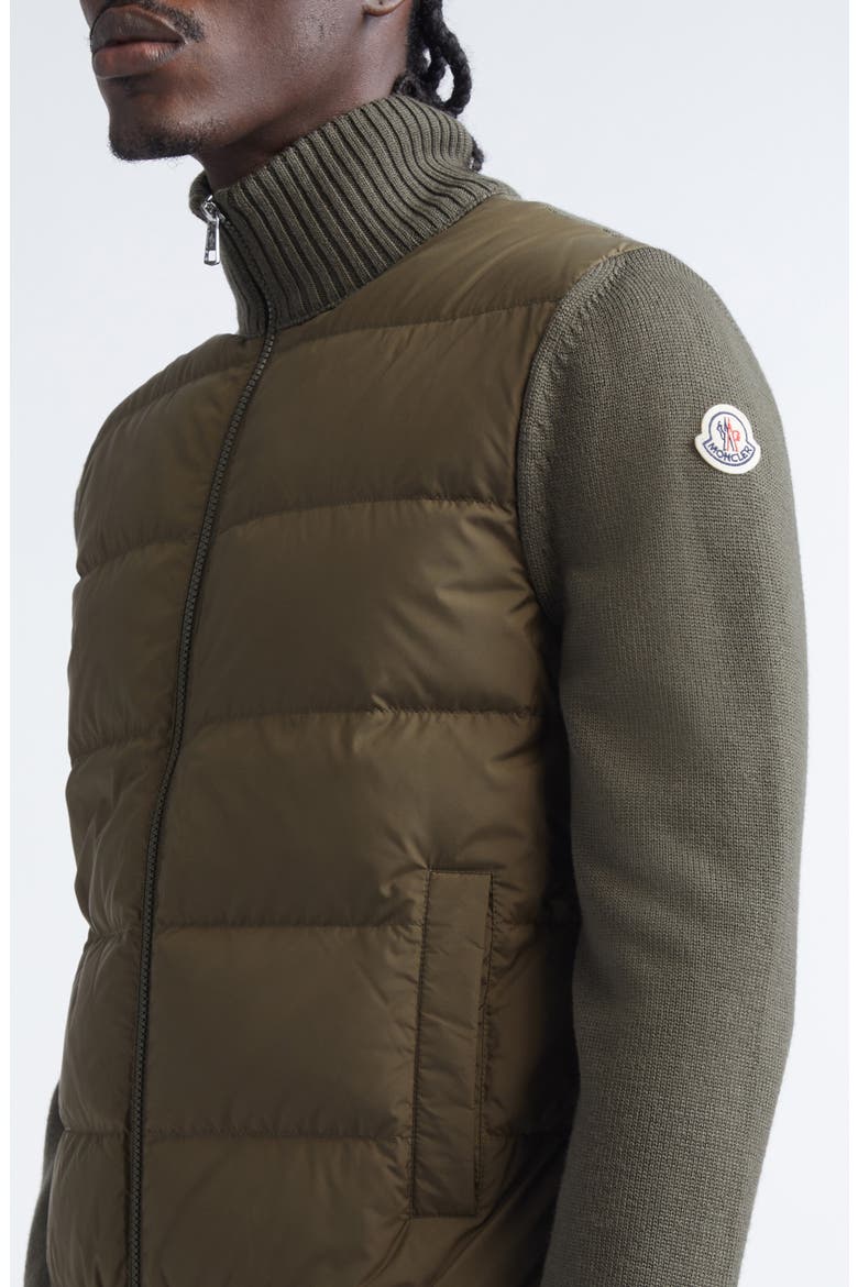 Quilted Down & Virgin Wool Cardigan, Alternate, color, BACKWOODS