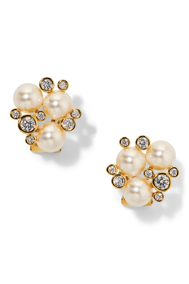 Cluster Imitation Pearl Stud Earrings, Main, color, GOLD