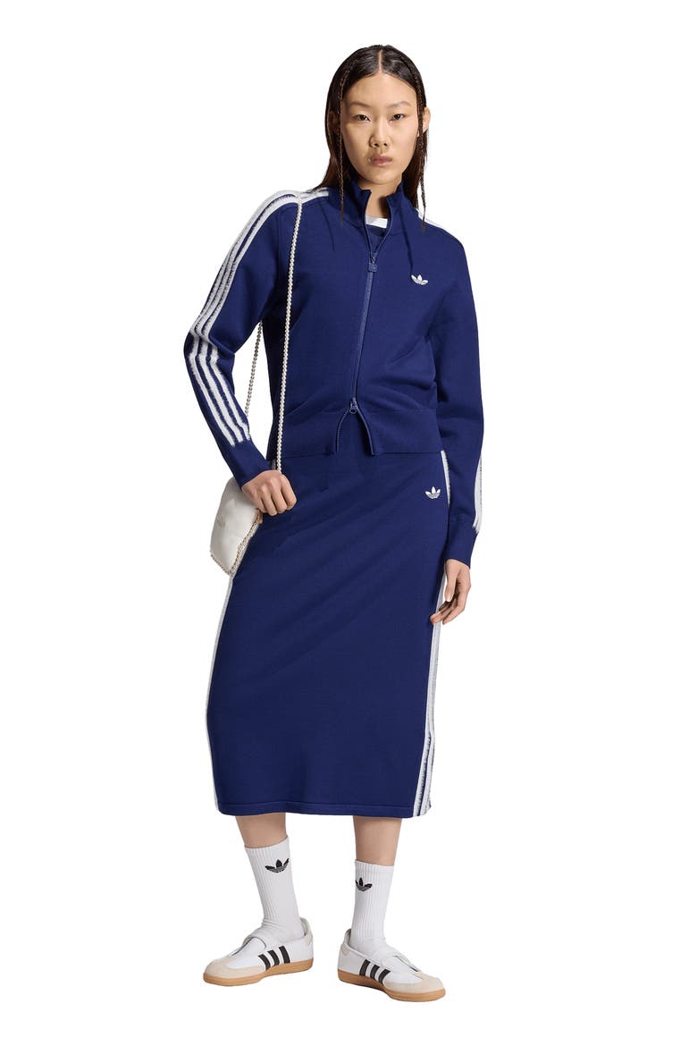 Striped Knit Track Jacket, Alternate, color, DARK BLUE/ WHITE