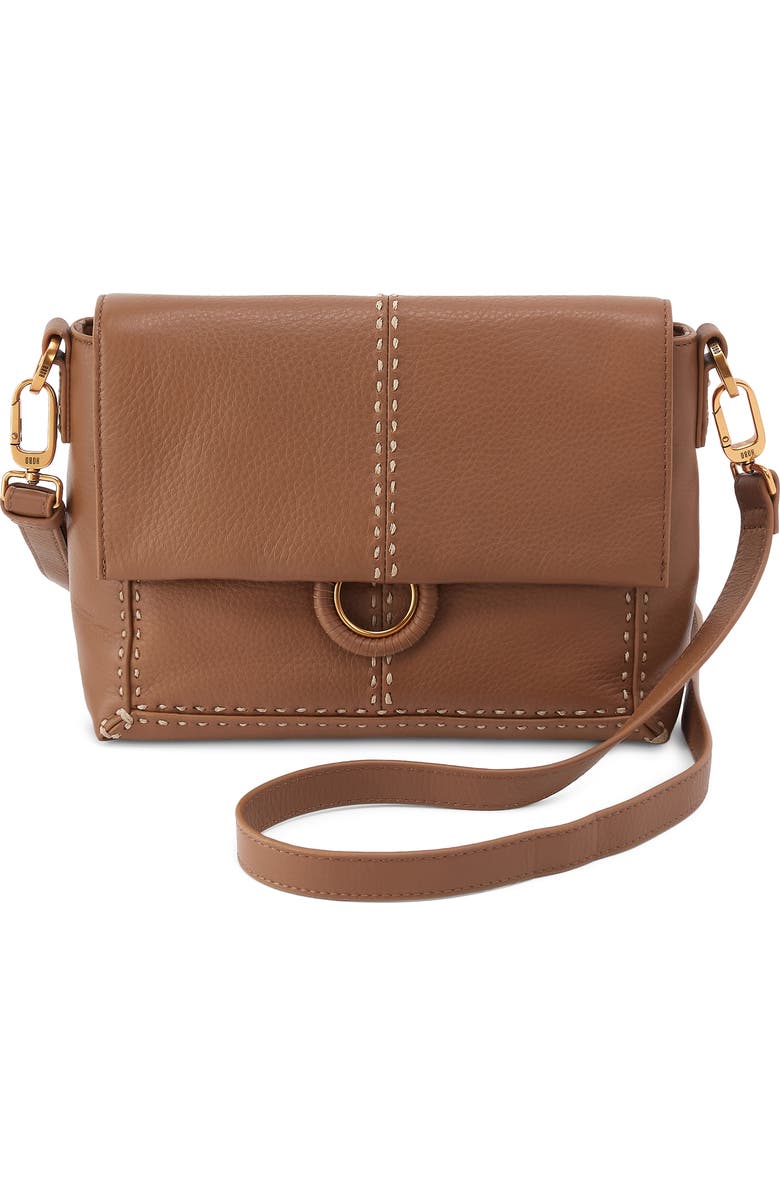 HOBO Austin Flap Leather Crossbody Bag, Main, color, Timber Brown