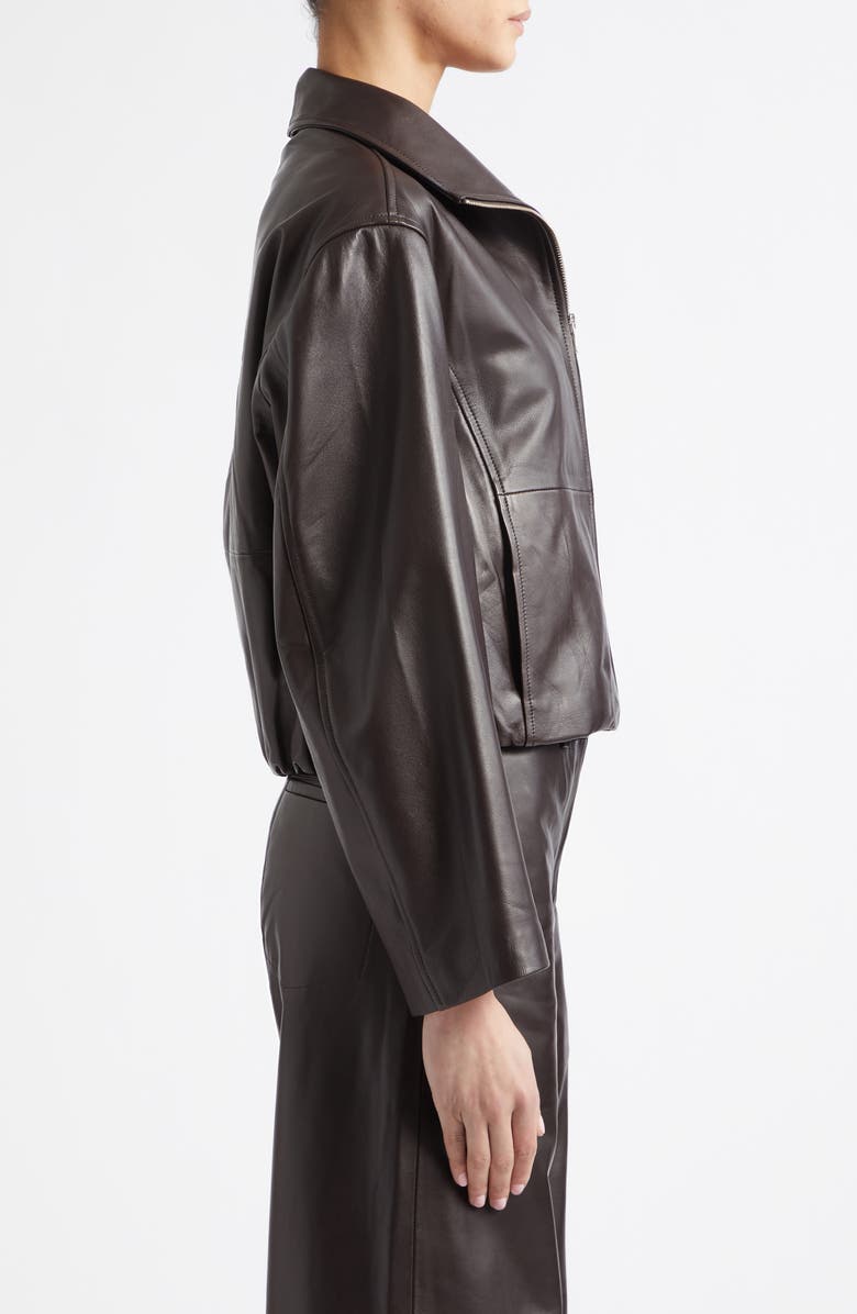 NOUR HAMMOUR Etienne Everyday Leather Jacket, Alternate, color, Dark Brown