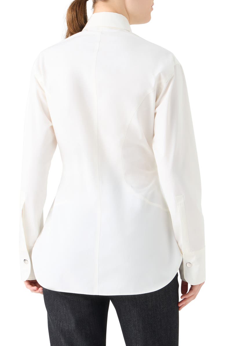 Akris punto Long Sleeve Cotton Zip-Up Shirt, Alternate, color, Cream