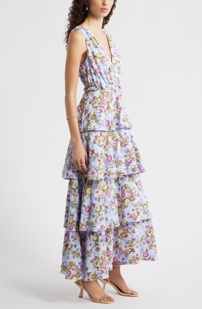 Chelsea28 Floral Tiered Maxi Dress, Alternate, color, Blue- Savannah Medallion