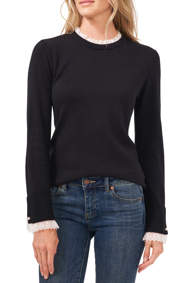 CeCe Lace Trim Sweater, Main, color, 