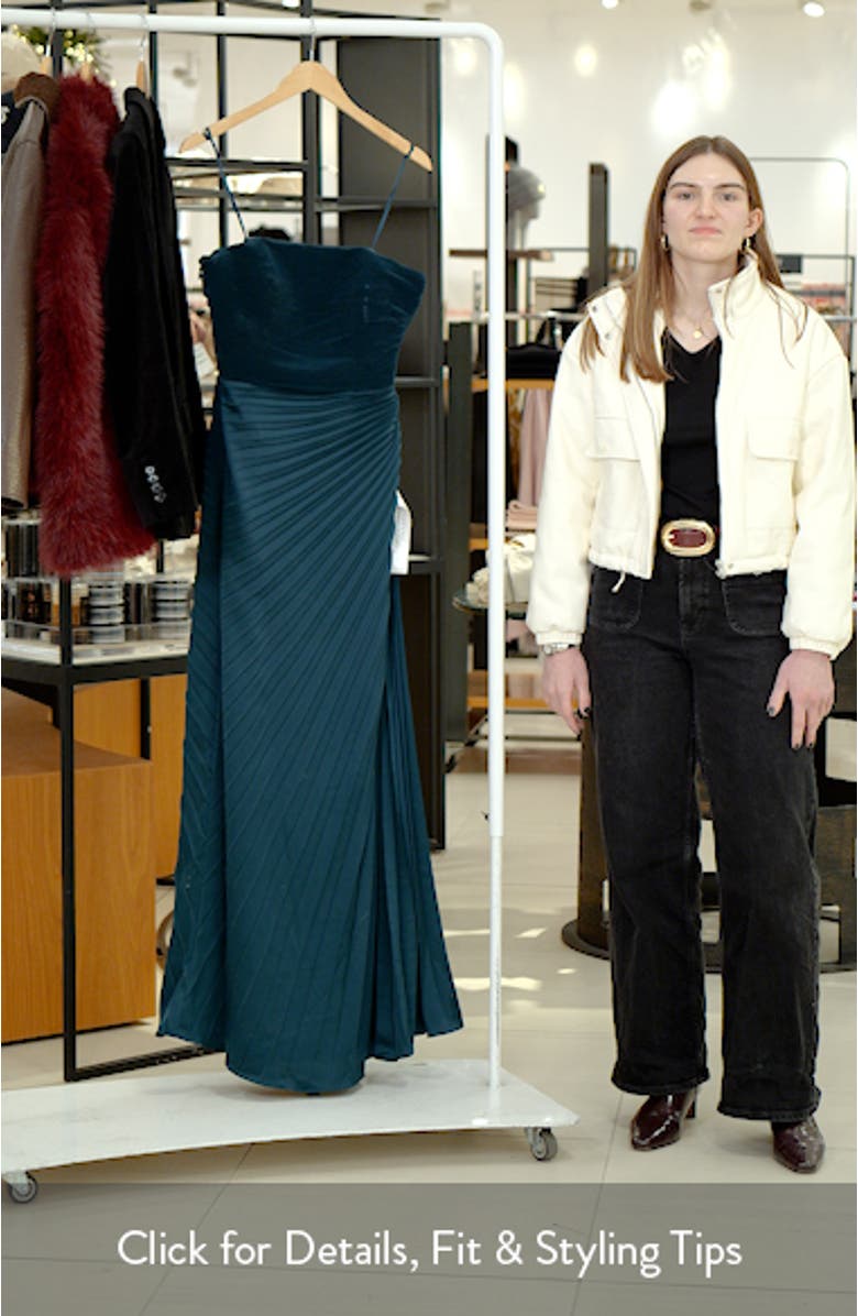 Kinley Accordion Pleat Strapless Evening Gown, sales video thumbnail