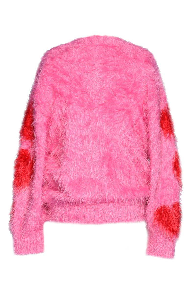 Truly Me Kids' Heart Eyelash Sweater, Alternate, color, Hot Pink Red Heart