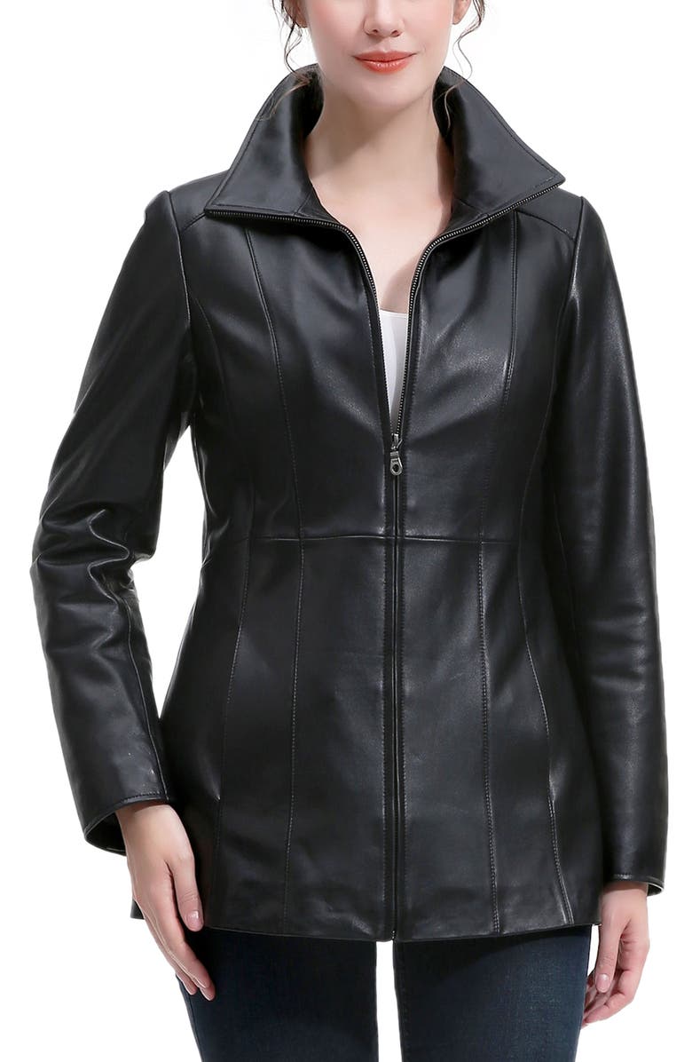 Kimi & Kai Amy Leather Jacket, Main, color, Black