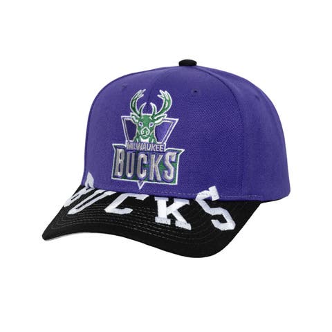 Men's Mitchell & Ness Purple/Black Milwaukee Bucks Underarch Two-Tone Pro Crown Snapback Hat