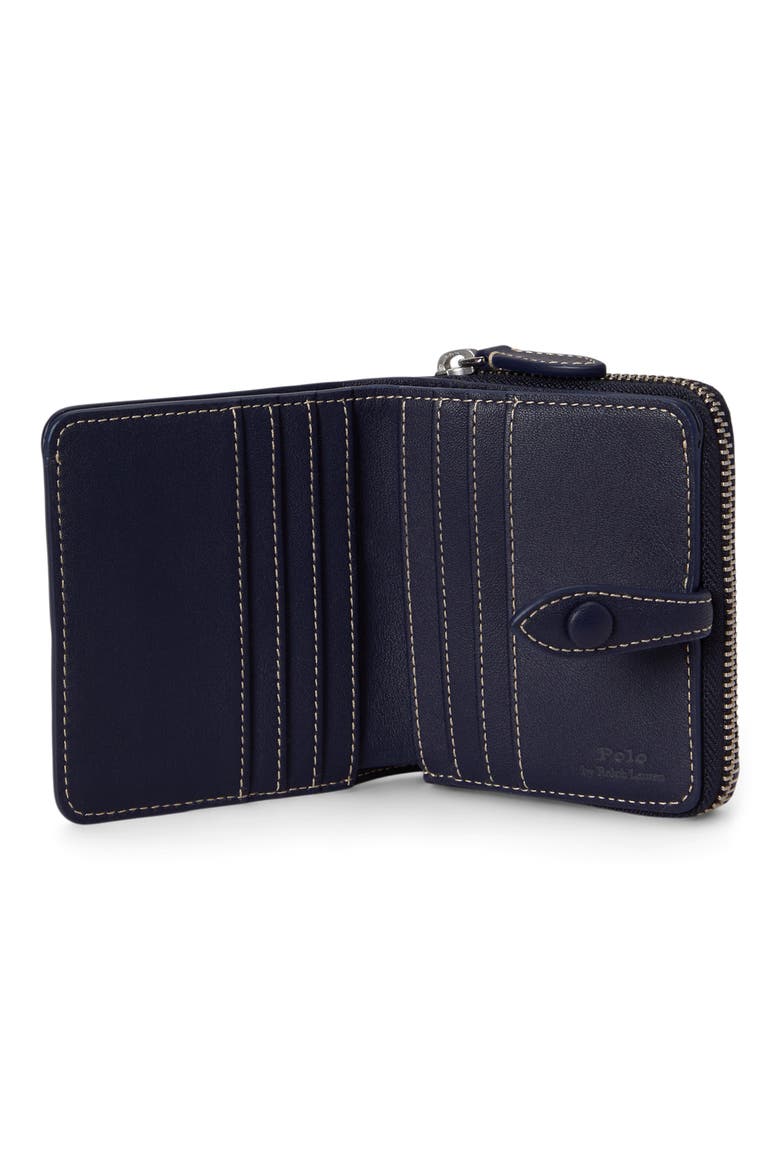 Bear Graphic Leather Billfold Wallet, Alternate, color, NEWPORT NAVY