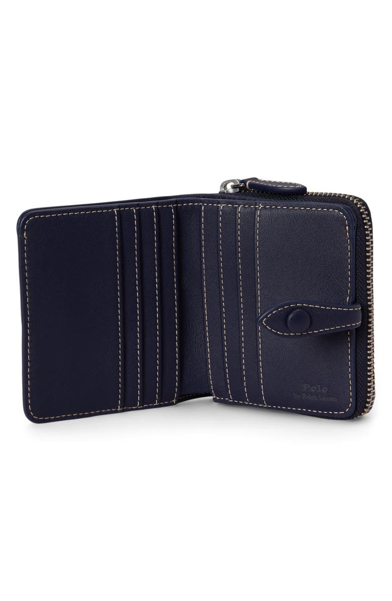 Polo Ralph Lauren Bear Graphic Leather Billfold Wallet, Alternate, color, Newport Navy