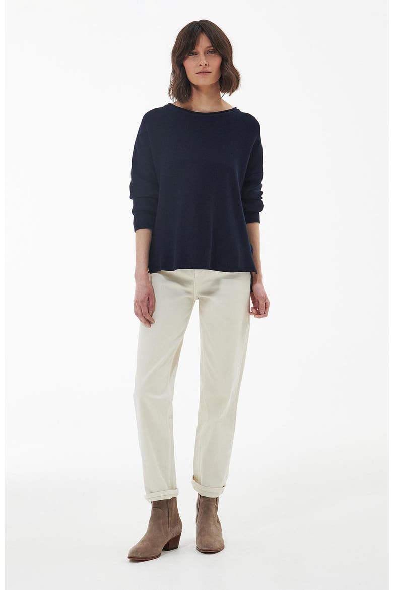 Marine Relaxed Fit Cotton Sweater, Alternate, color, NAVY