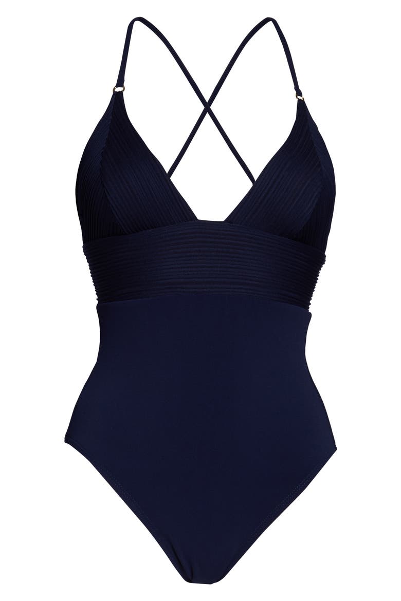 Lily One-Piece Swimsuit, Alternate, color, NAVY