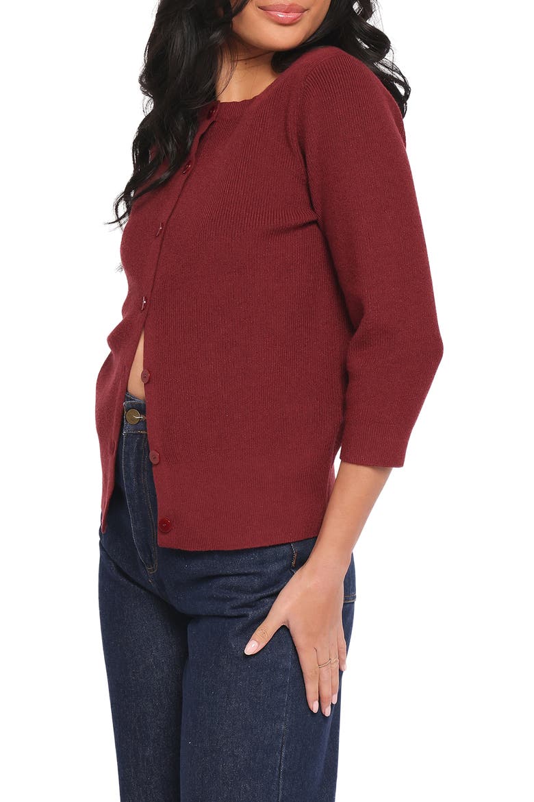 Cataline Button Front Cardigan, Alternate, color, WINE