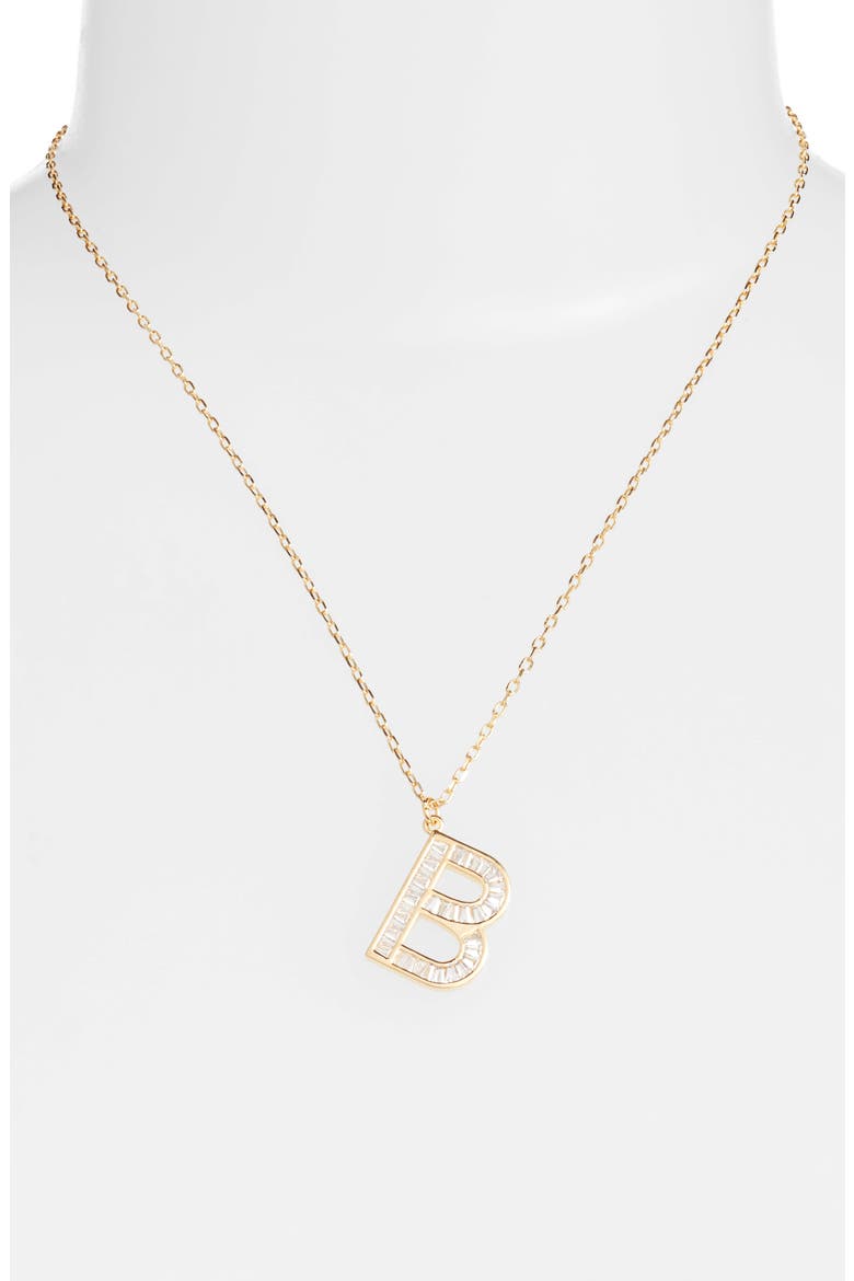 Cubic Zirconia Initial Pendant Necklace, Alternate, color, B- CLEAR- GOLD