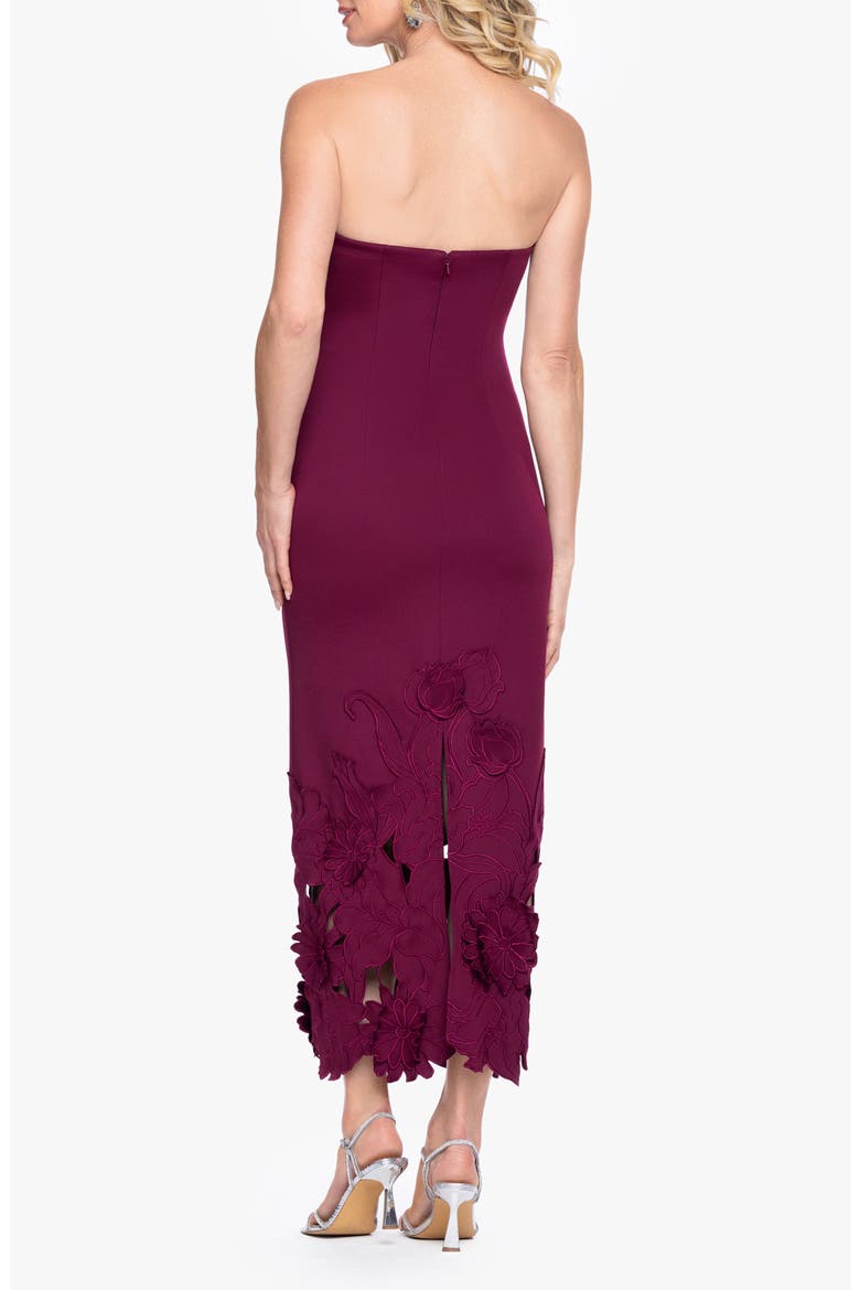 Laser Cut Strapless Scuba Gown, Alternate, color, WINE