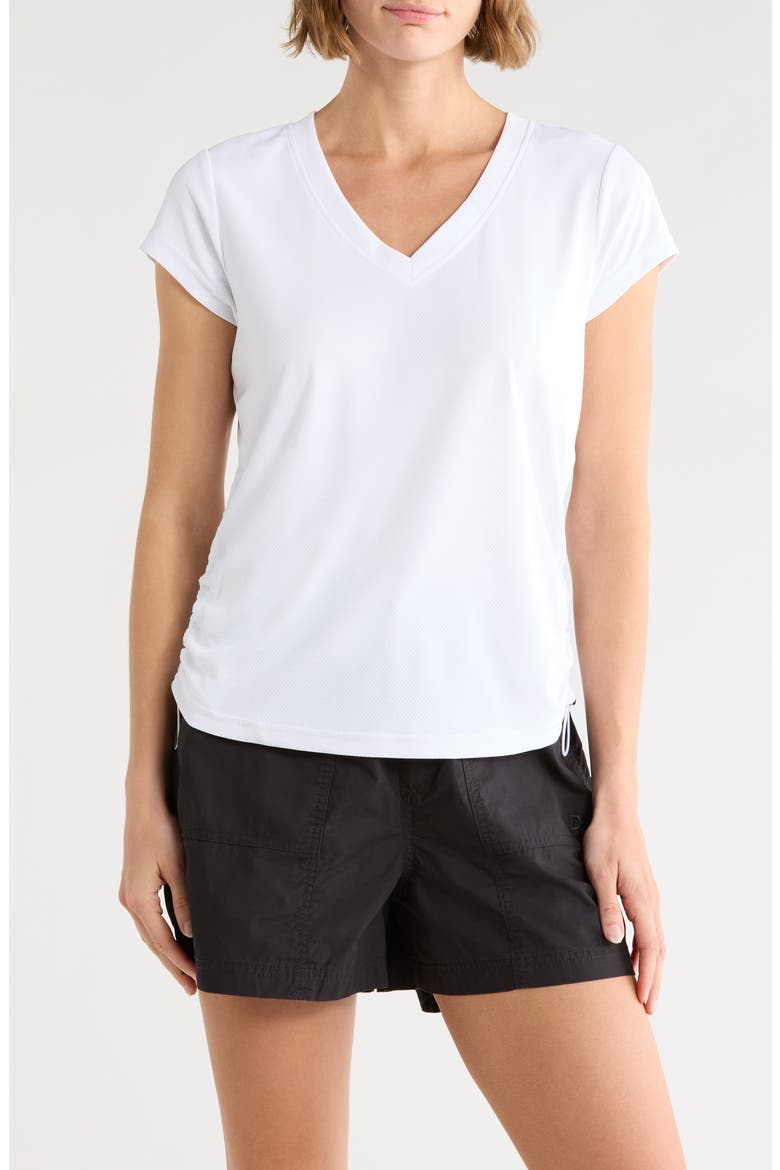 Ruched Tech T-Shirt, Main, color, WHITE